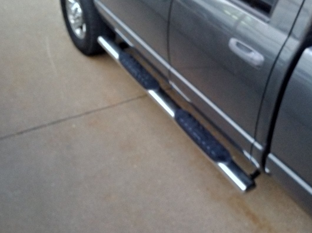 Barricade 5-Inch Oval Straight End Side Step Bars; Stainless Steel (03-09 RAM 2500 Quad Cab)