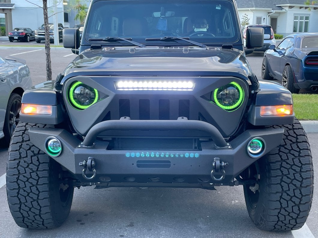 Barricade Dark Star Aluminum Grille with 20-Inch LED Light Bar (18-25 Jeep Wrangler JL)
