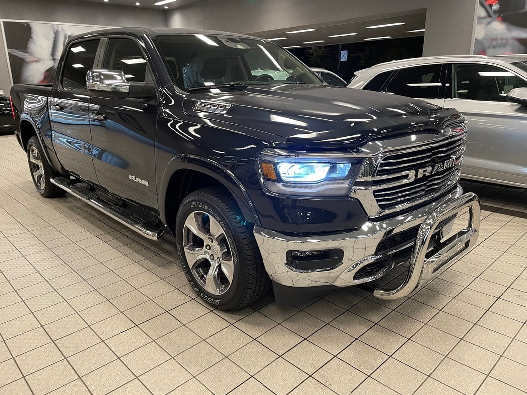 Barricade 3.50-Inch Oval Bull Bar with Skid Plate and 20-Inch LED Light Bar; Stainless Steel (19-24 RAM 1500, Excluding Rebel & TRX)