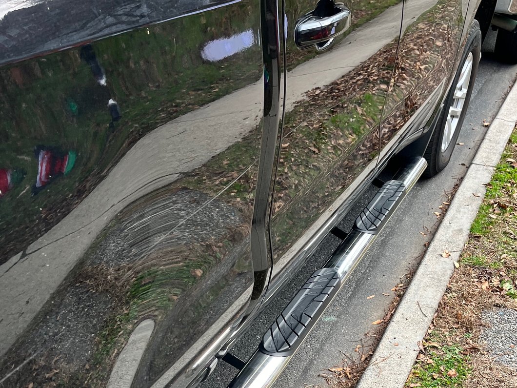 Barricade 4-Inch Oval Straight End Side Step Bars; Stainless Steel (19-25 Silverado 1500 Double Cab)