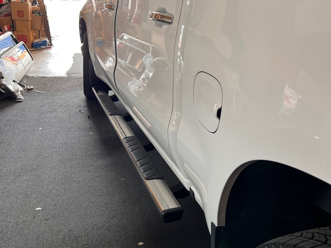 Barricade T4 Side Step Bars; Stainless Steel (19-25 Silverado 1500 Crew Cab)