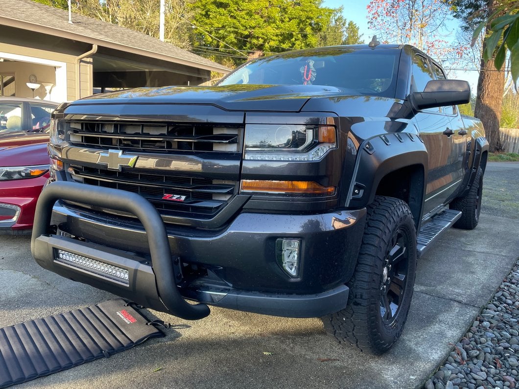 Barricade HD Bull Bar with Skid Plate and 20-Inch LED Dual-Row LED Light Bar; Textured Black (07-18 Silverado 1500)