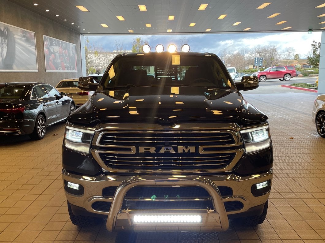 Barricade 3.50-Inch Oval Bull Bar with Skid Plate and 20-Inch LED Light Bar; Stainless Steel (19-24 RAM 1500, Excluding Rebel & TRX)