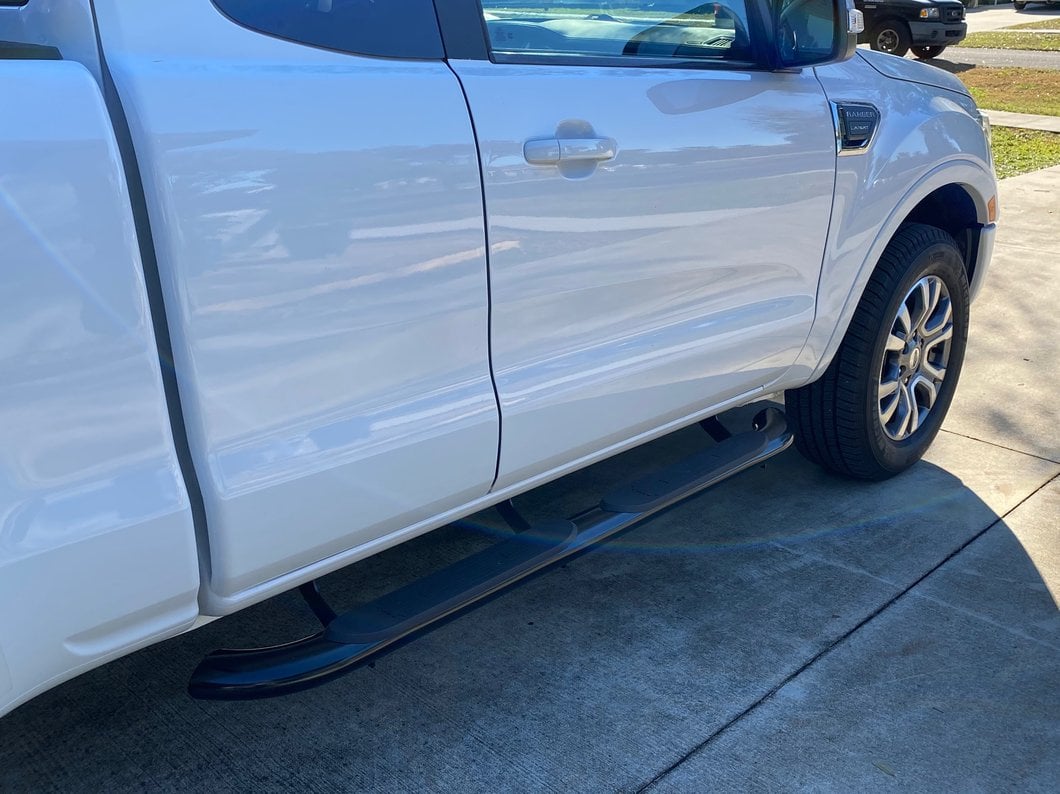 Barricade 4-Inch Oval Bent End Side Step Bars; Black (19-23 Ranger SuperCab)