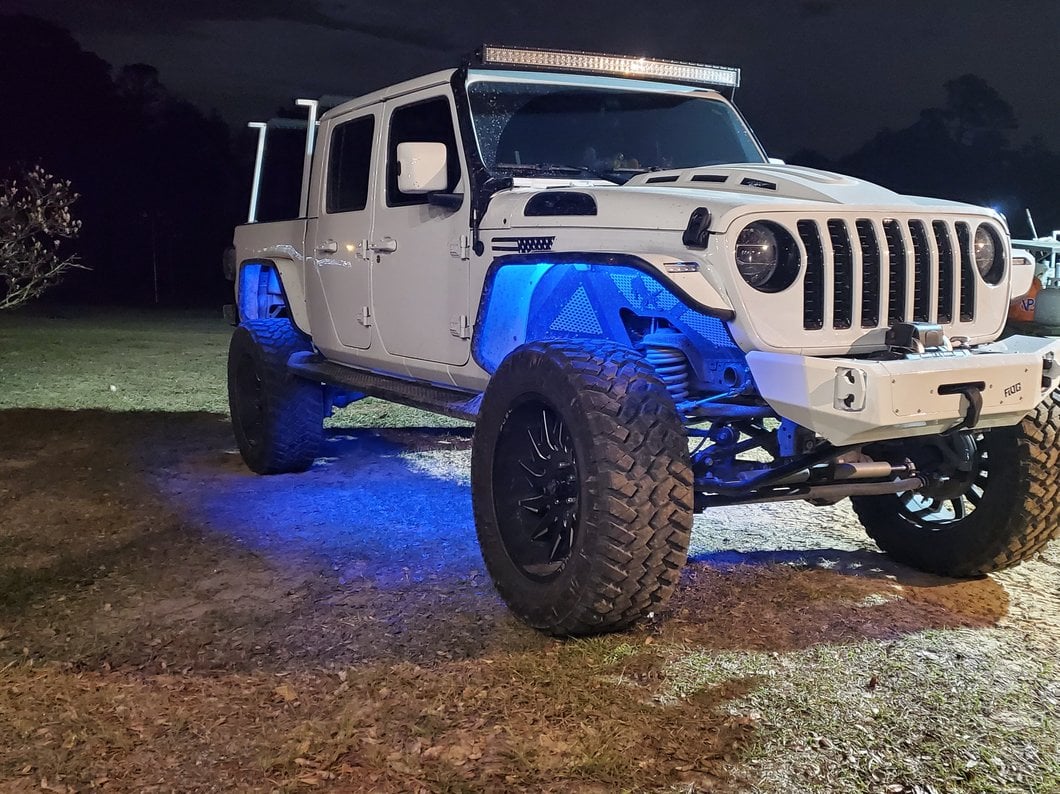 Barricade Tubular Fender Flares with LED DRL and Marker Lights; Front (20-25 Jeep Gladiator JT)