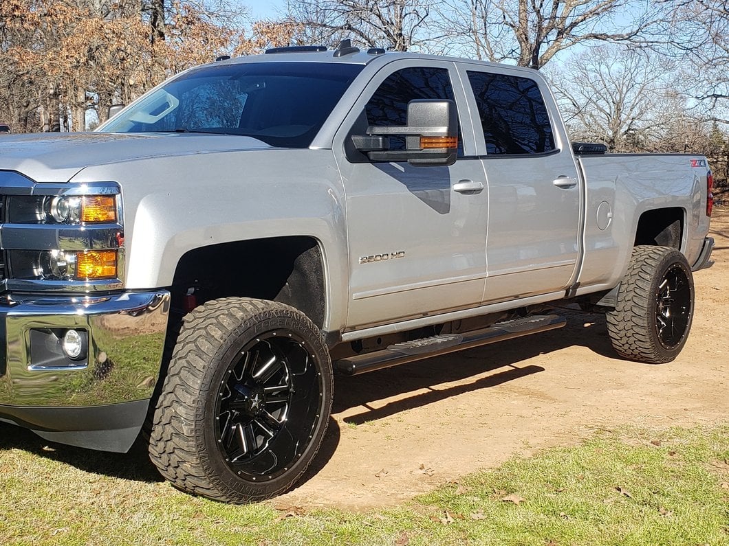 Barricade 5-Inch Oval Straight End Side Step Bars; Rocker Mount; Black (07-19 Silverado 2500 HD Extended/Double Cab)