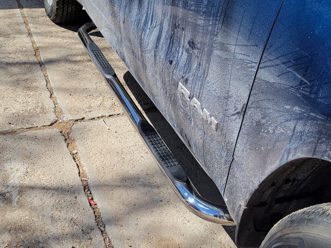 Barricade 3-Inch Side Step Bars; Stainless Steel (19-25 RAM 1500 Crew Cab)