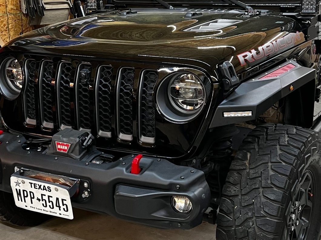 Barricade X-Series Front Fender Flares with LED DRL and Marker Lights; Red Inserts (20-25 Jeep Gladiator JT)
