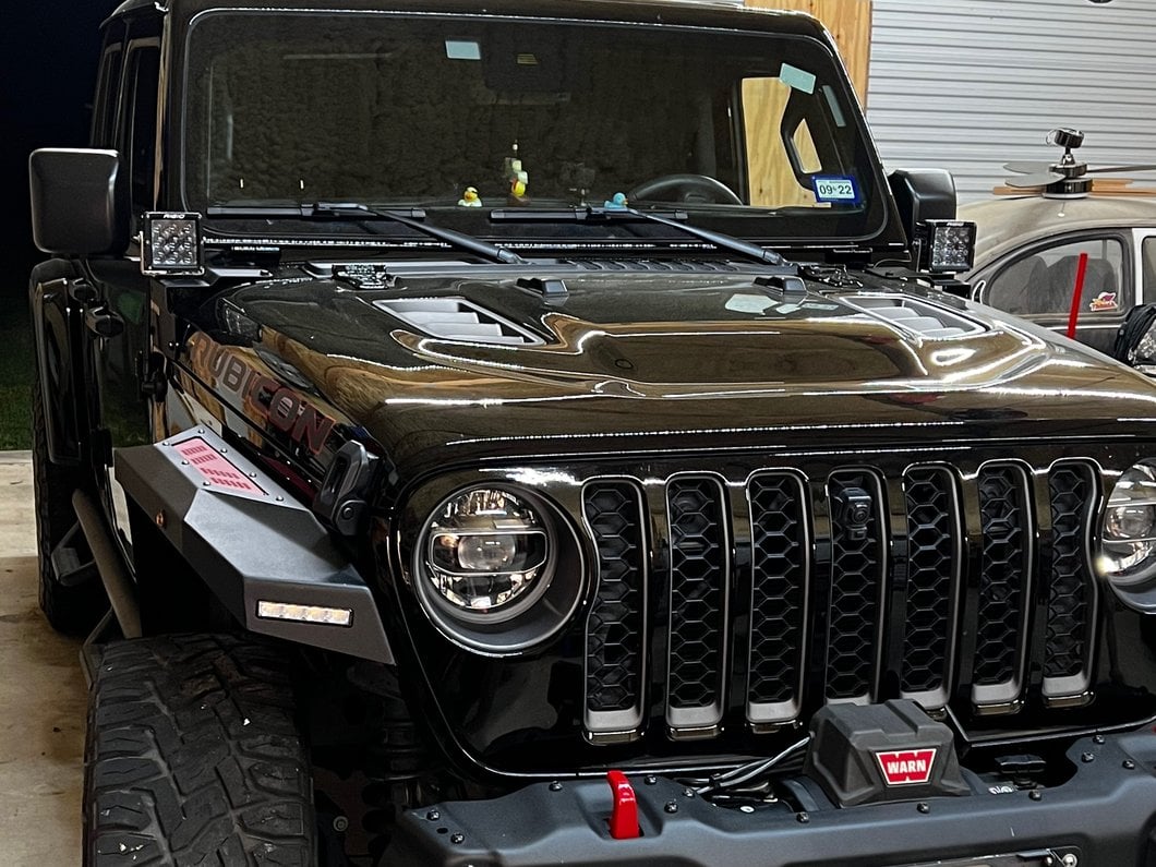 Barricade X-Series Front Fender Flares with LED DRL and Marker Lights; Red Inserts (20-25 Jeep Gladiator JT)