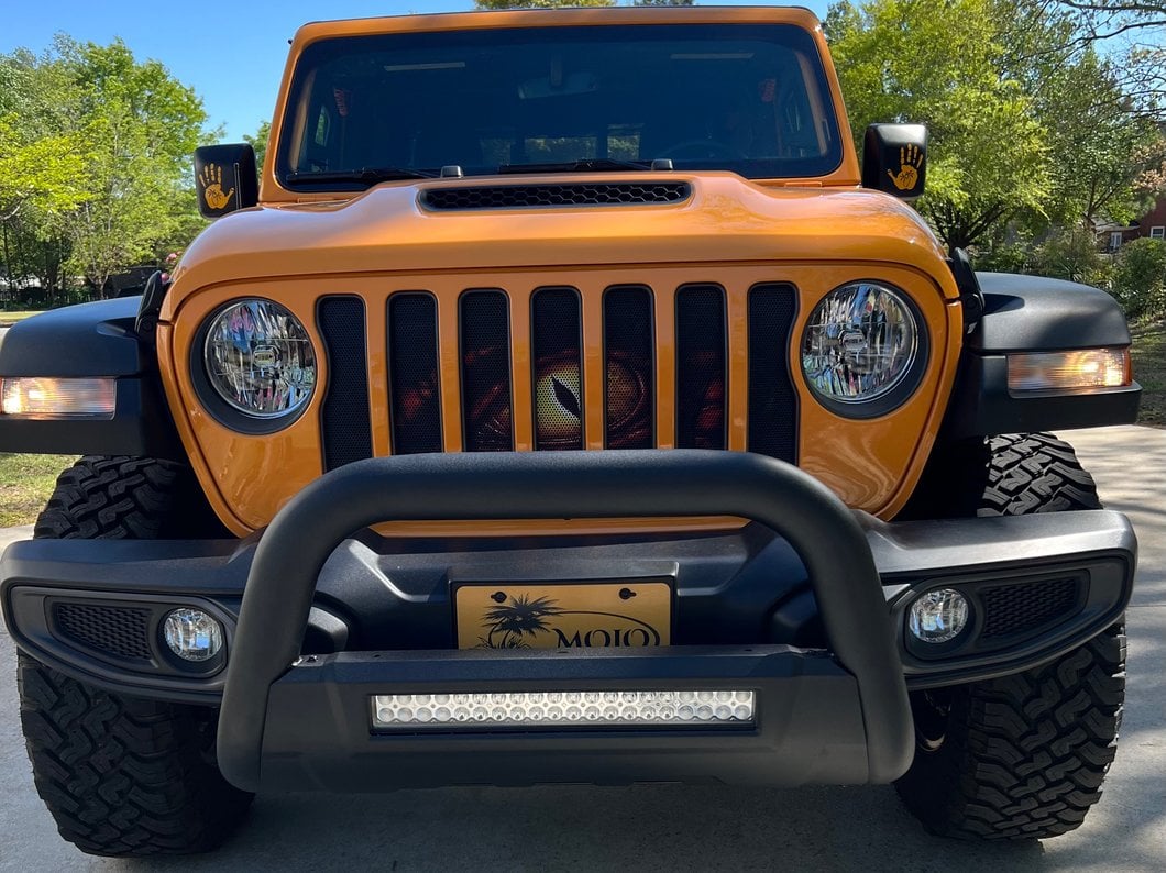 Barricade HD Bull Bar with Skid Plate and 20-Inch Dual Row LED Light Bar; Textured Black (20-25 Jeep Gladiator JT, Excluding Mojave)