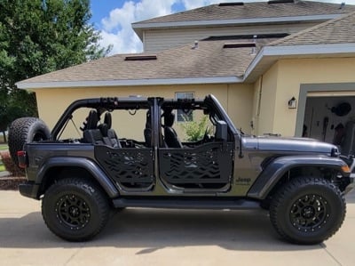 Barricade US Flag Tubular Doors With Mirrors (18-25 Jeep Wrangler JL 4-Door)