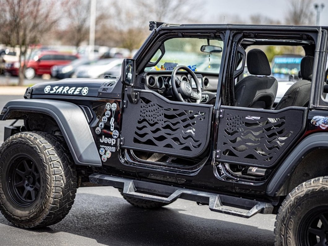 Barricade US Flag Tubular Doors With Mirrors (18-25 Jeep Wrangler JL 4-Door)