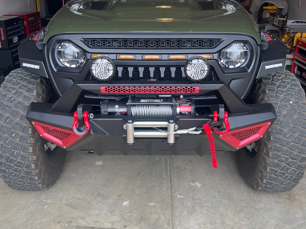 Barricade X-Series Front Bumper; Red Inserts (18-25 Jeep Wrangler JL)