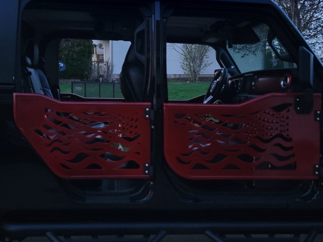 Barricade US Flag Tubular Doors With Mirrors (20-25 Jeep Gladiator JT)