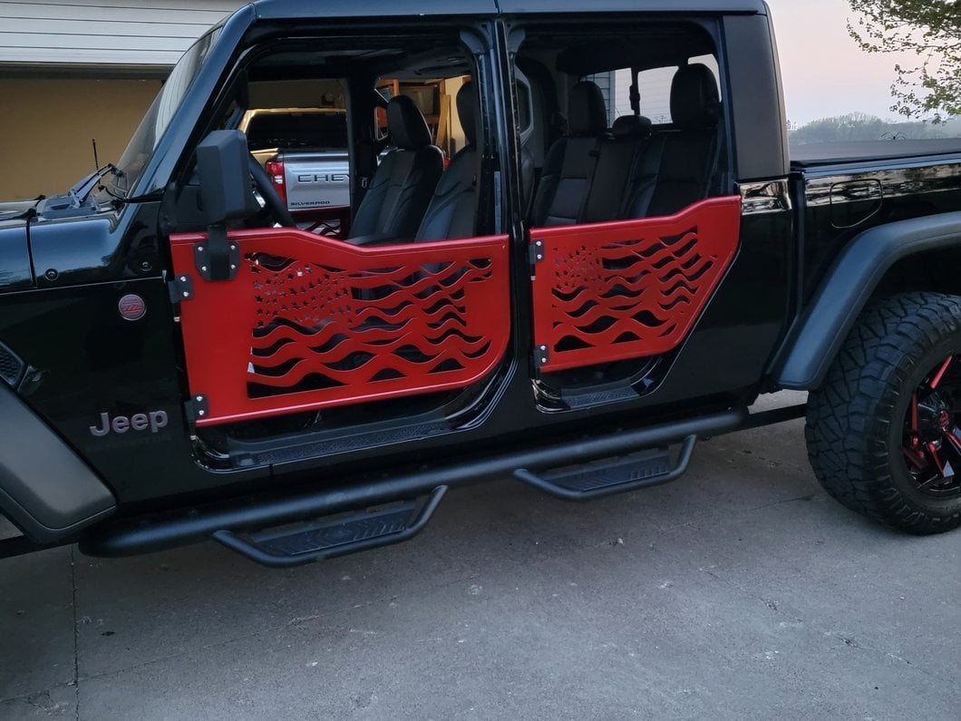Barricade US Flag Tubular Doors With Mirrors (20-25 Jeep Gladiator JT)