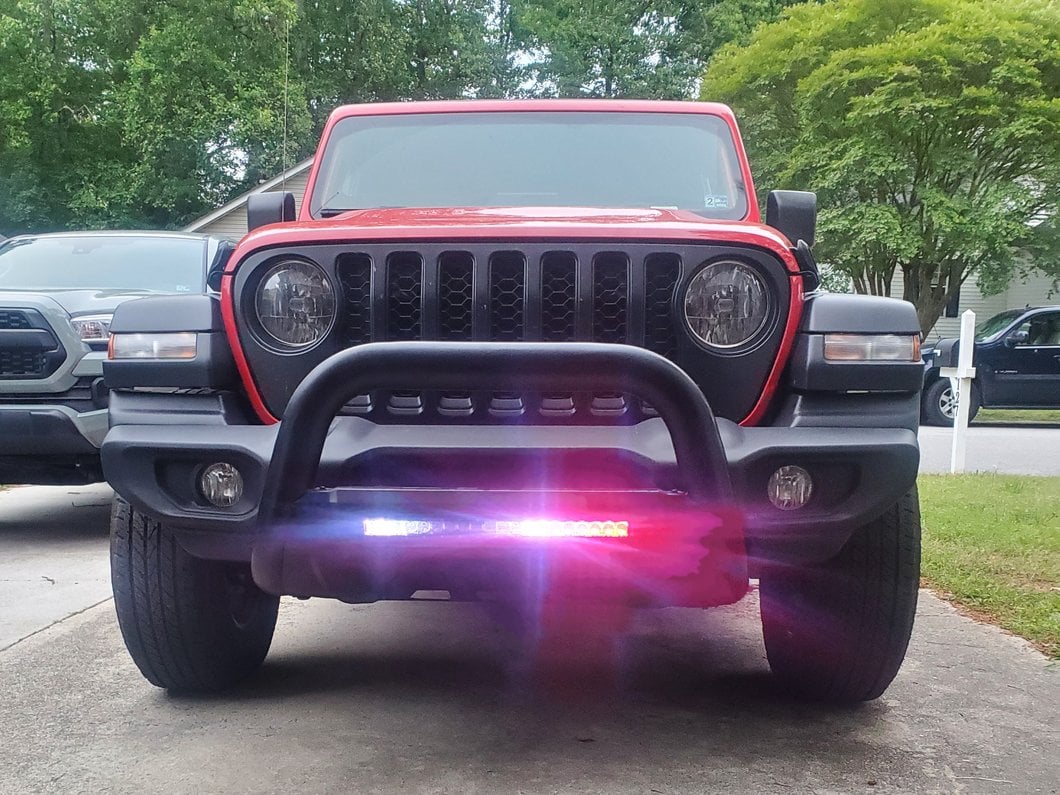 Barricade HD Bull Bar with Skid Plate and 20-Inch Dual Row LED Light Bar; Textured Black (20-25 Jeep Gladiator JT, Excluding Mojave)