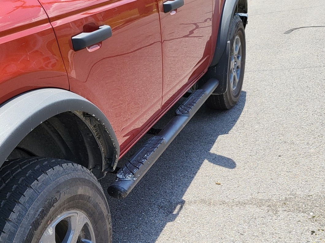 Barricade 4-Inch Oval Straight Side Step Bars; Light Textured Black (21-25 Bronco 4-Door)