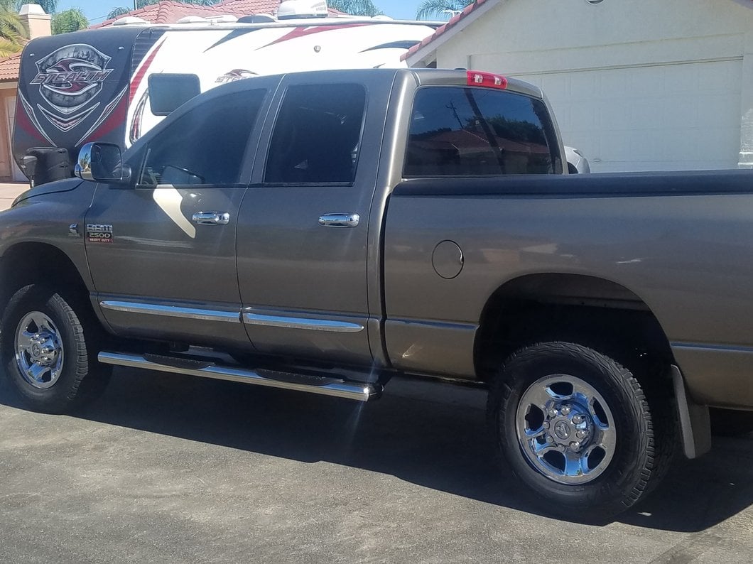 Barricade 6-Inch Oval Straight End Side Step Bars; Stainless Steel (03-09 RAM 2500 Quad Cab)