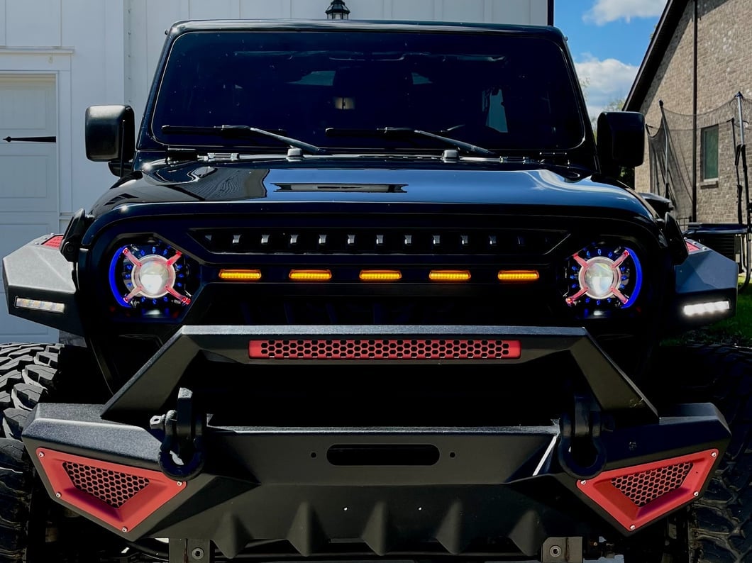 Barricade X-Series Front Bumper; Red Inserts (18-25 Jeep Wrangler JL)