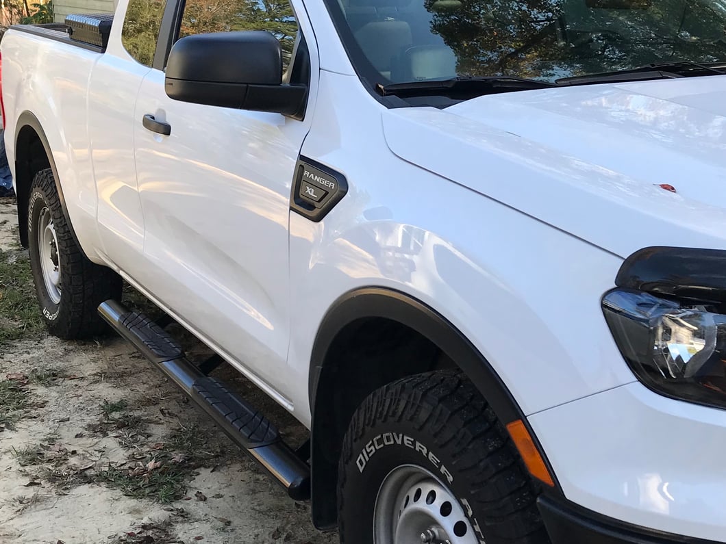 Barricade 4-Inch Oval Straight End Side Step Bars; Black (19-23 Ranger SuperCab)