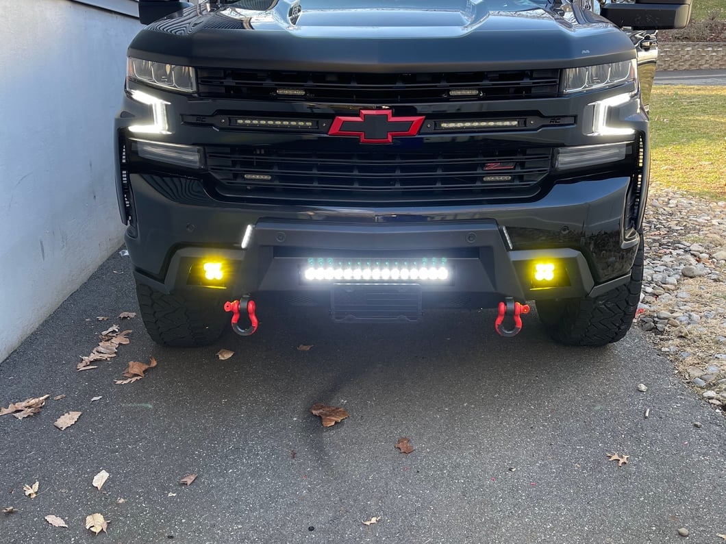 Barricade HD Stubby Front Bumper with Winch Mount and 20-Inch Single Row LED Light Bar (19-21 Silverado 1500, Excluding Diesel)