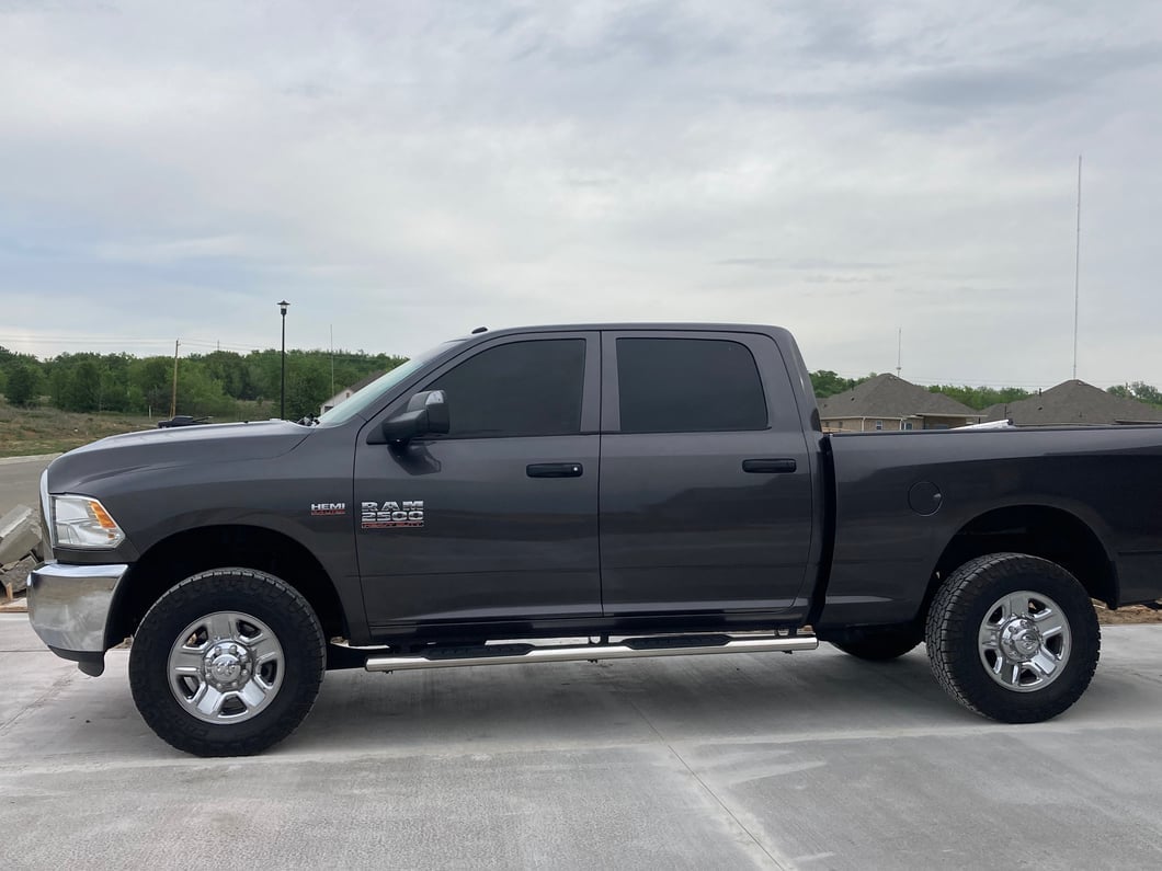 Barricade 4-Inch Oval Straight End Side Step Bars; Stainless Steel (10-24 RAM 2500 Crew Cab)