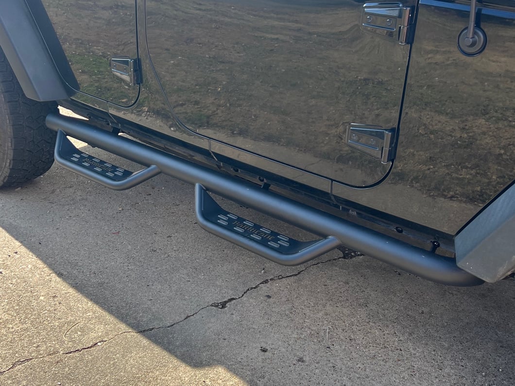 Barricade Tubular Drop Steps; Fine Textured Black (07-18 Jeep Wrangler JK 4-Door)