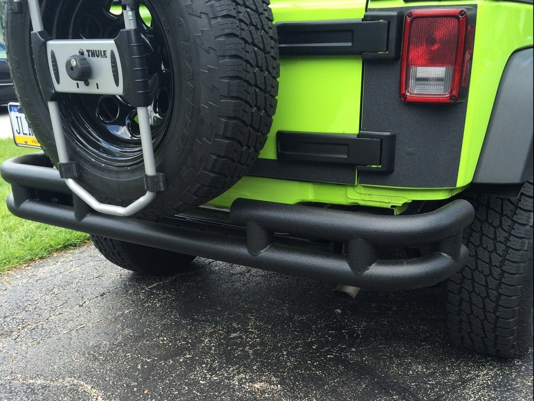 Barricade Rear Tubular Bumper with Wrap-Around; Textured Black (07-18 Jeep Wrangler JK)