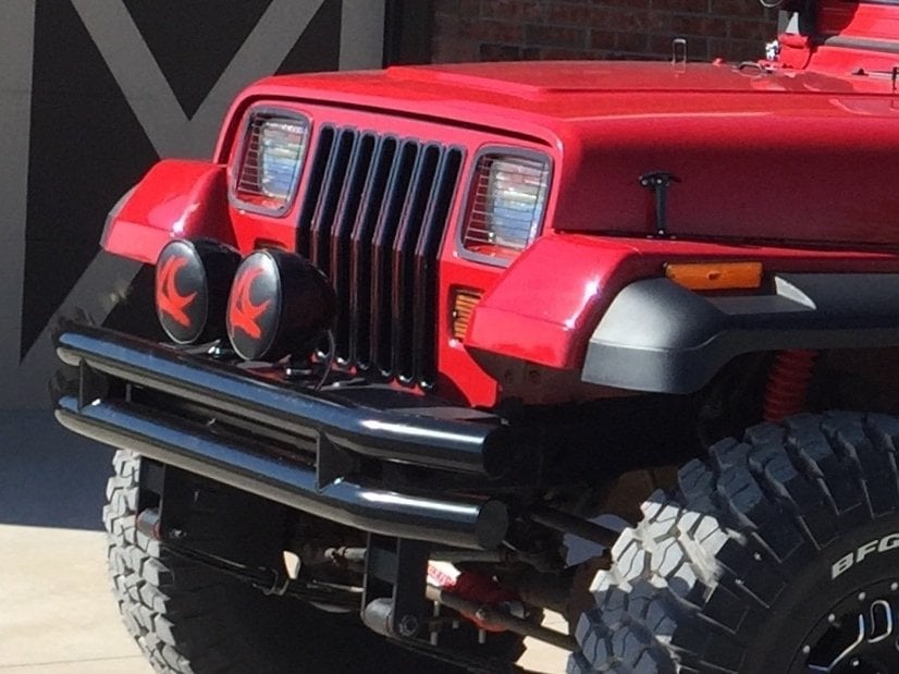 Barricade Double Tubular Front Bumper; Gloss Black (87-06 Jeep Wrangler YJ & TJ)