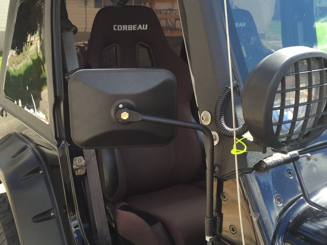 Barricade Rectangular Adventure Mirrors; Textured Black (66-25 Jeep CJ5, CJ7, Wrangler YJ, TJ, JK & JL)