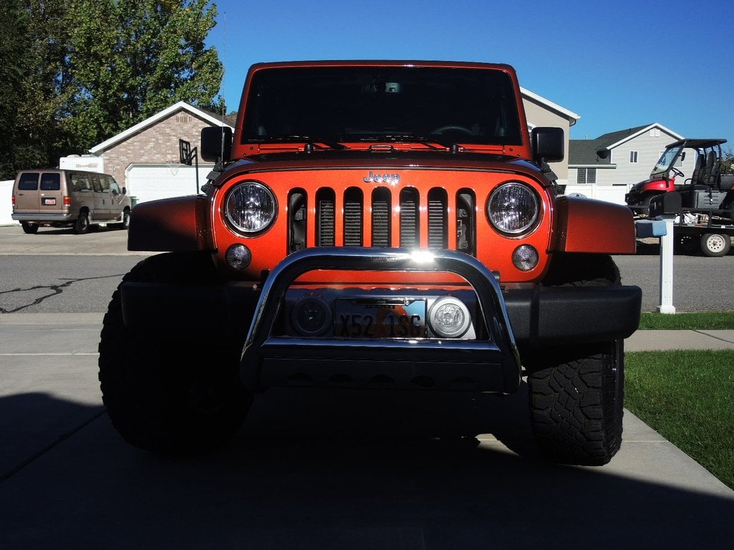 Barricade 3-Inch Bull Bar with Skid Plate; Stainless Steel (10-18 Jeep Wrangler JK)