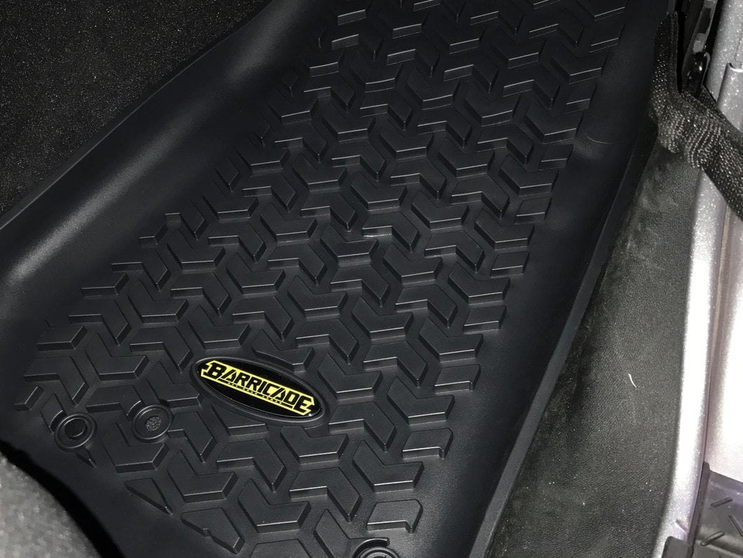 Barricade Front Floor Mats; Black (07-18 Jeep Wrangler JK)
