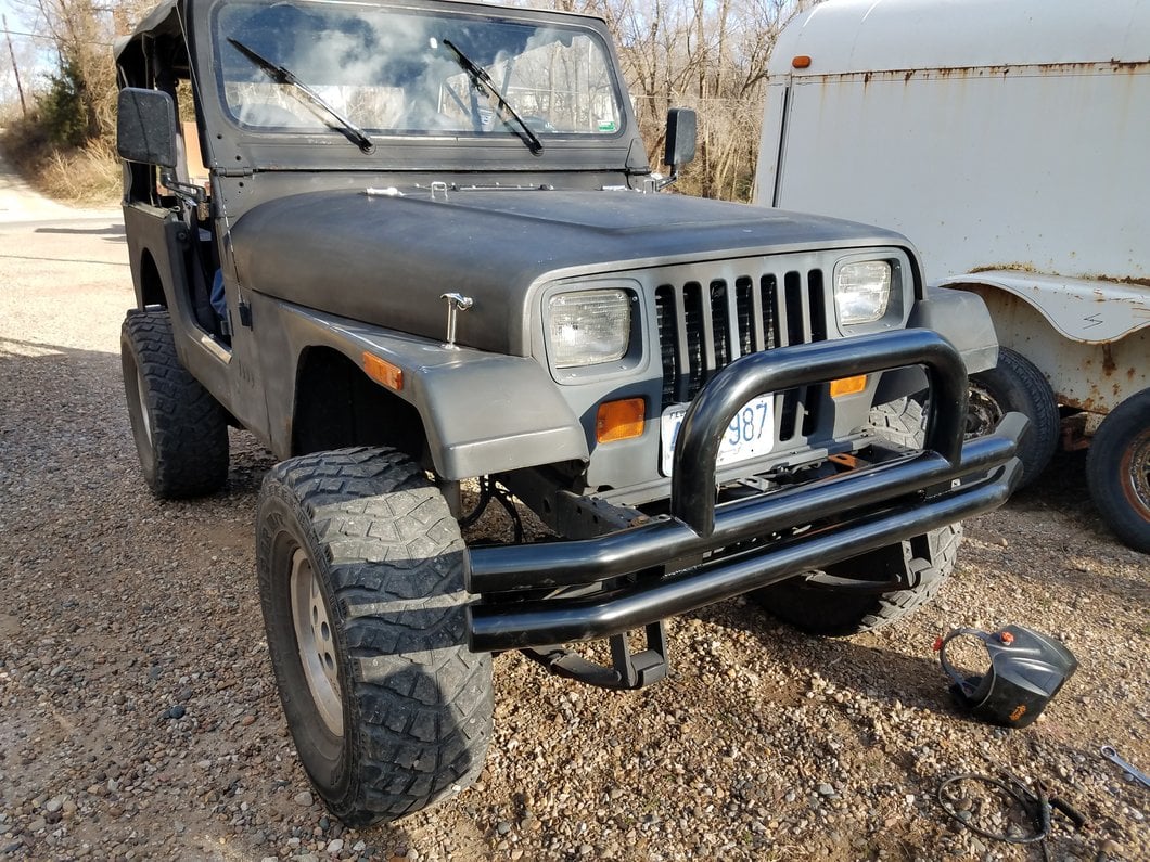 Barricade Double Tubular Front Bumper with Classic Over-Rider Hoop; Gloss Black (76-06 Jeep CJ, Wrangler YJ & TJ)