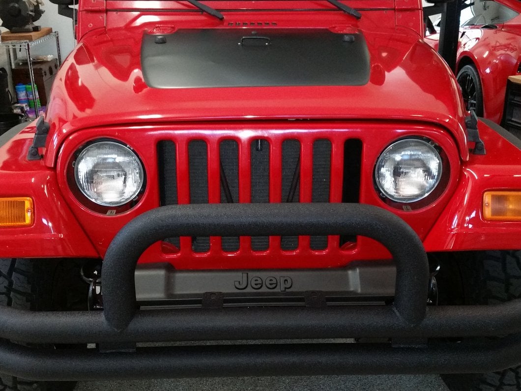 Barricade Double Tubular Front Bumper with Classic Over-Rider Hoop; Textured Black (76-06 Jeep CJ, Wrangler YJ & TJ)