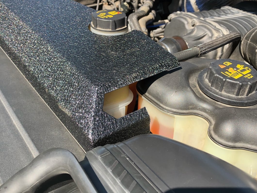 Barricade Coolant Overflow Cover; Textured Black (15-25 F-150)