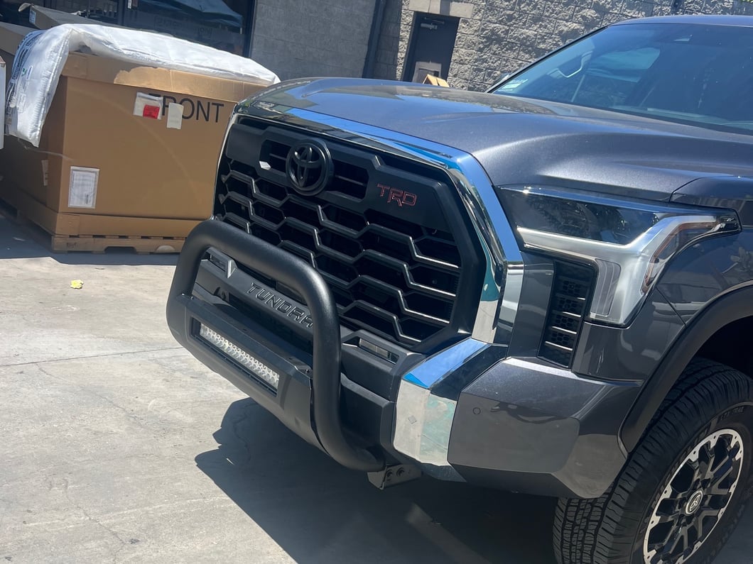Barricade 3.50-Inch Bull Bar with Formed Skid Plate and LED Light Bar; Textured Black (22-25 Tundra, Excluding Hybrid)
