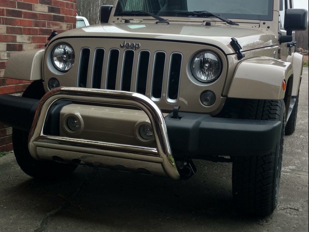 Barricade 3-Inch Bull Bar with Skid Plate; Stainless Steel (10-18 Jeep Wrangler JK)