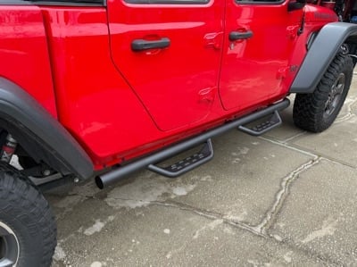 Barricade Tubular Drop Steps; Fine Textured Black (20-25 Jeep Gladiator JT)