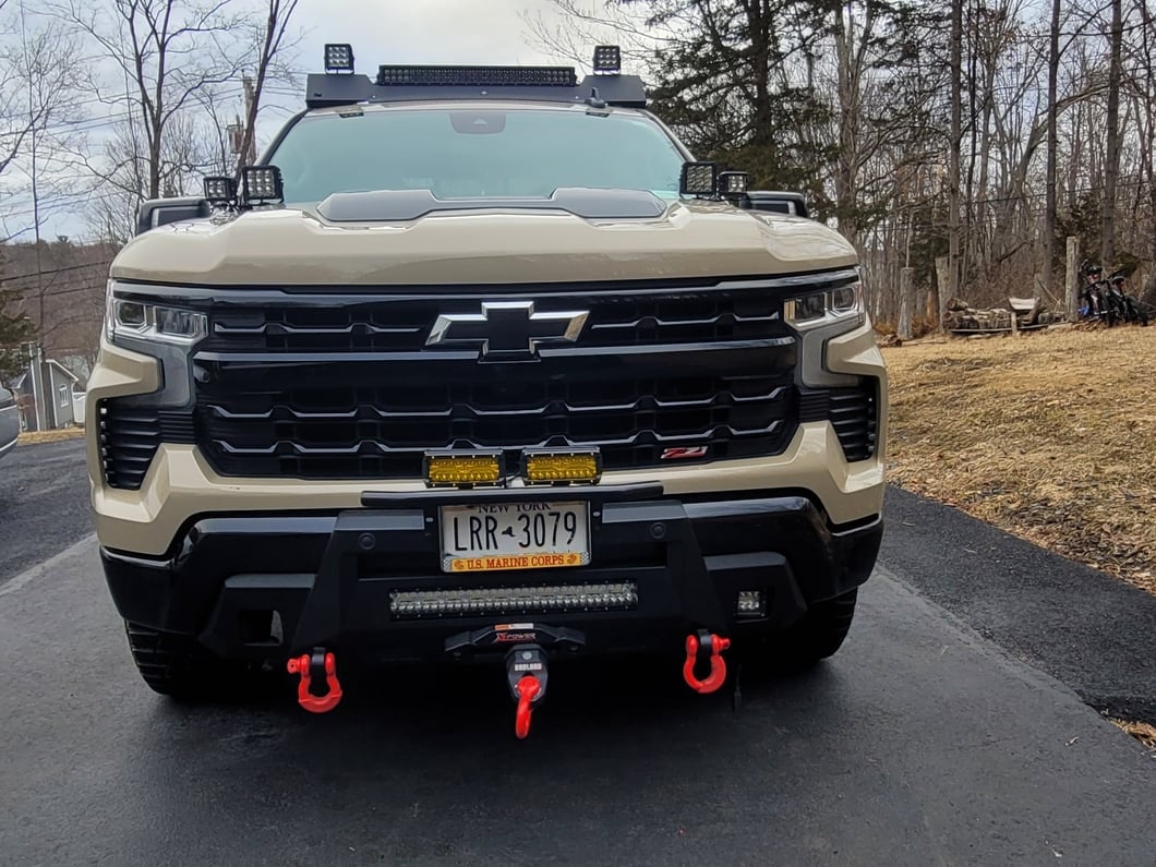 Barricade HD Stubby Front Bumper with Winch Mount and 20-Inch Single Row LED Light Bar (22-25 Silverado 1500, Excluding ZR2)