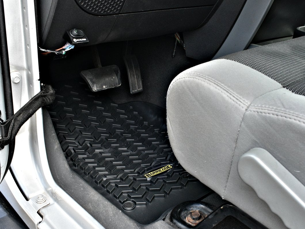 Barricade Front Floor Mats; Black (07-18 Jeep Wrangler JK)