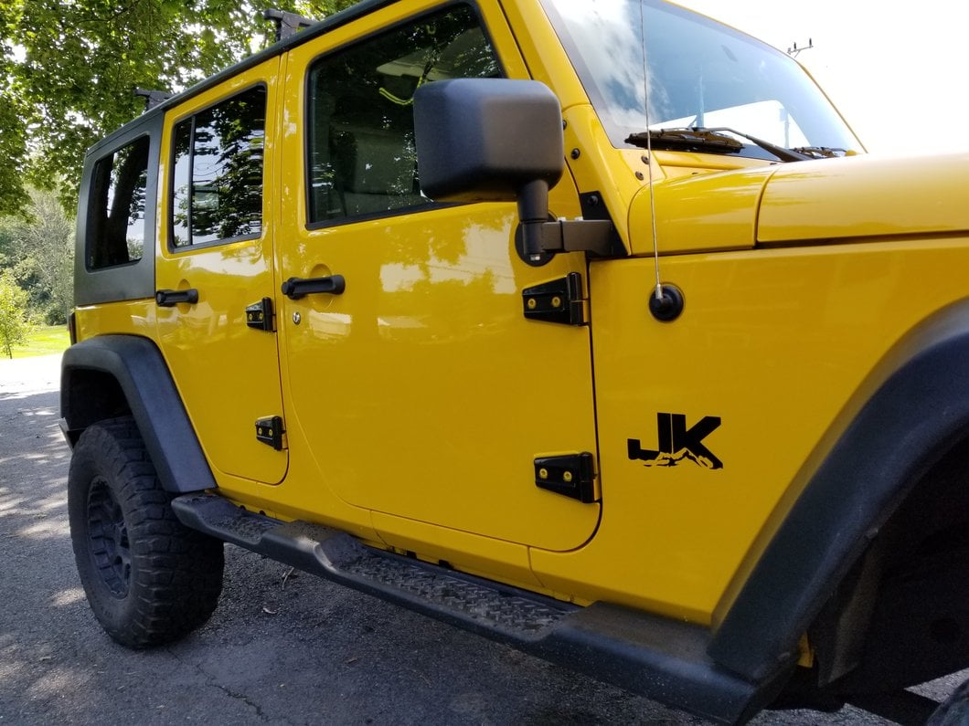 Barricade Side Mirror Relocation Kit; Black (07-18 Jeep Wrangler JK w/o Factory Powered & Heated Mirrors)