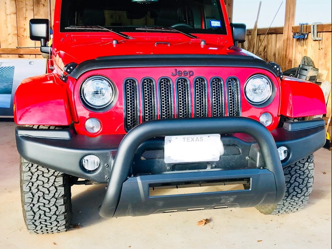 Barricade HD Bull Bar with Skid Plate and 20-Inch Dual-Row LED Light Bar; Textured Black (10-18 Jeep Wrangler JK)