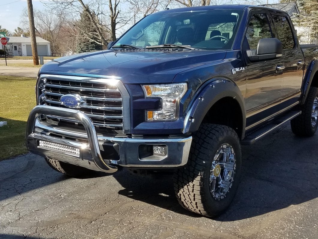 Barricade HD Bull Bar with Skid Plate and 20-Inch LED Dual-Row LED Light Bar; Polished SS (04-25 F-150, Excluding Raptor)