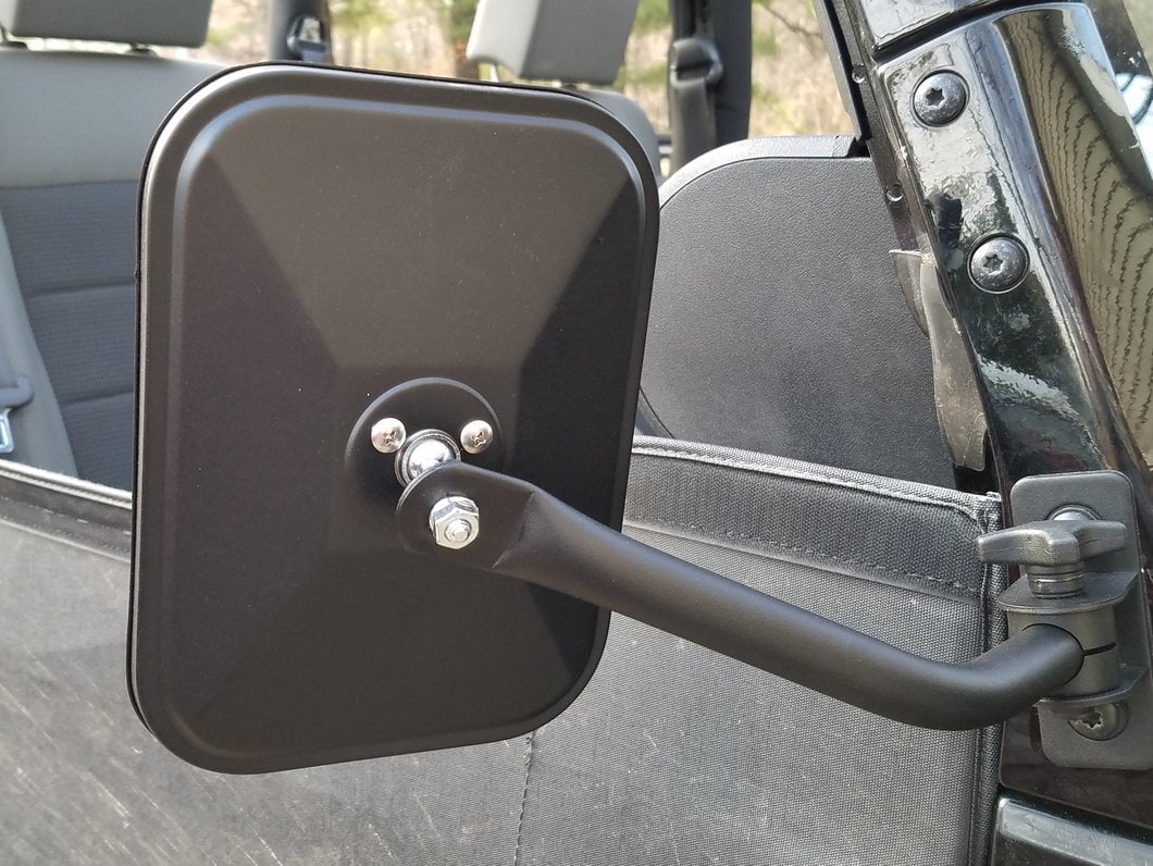 Barricade Quick Release Rectangular Mirrors; Textured Black (07-18 Jeep Wrangler JK)