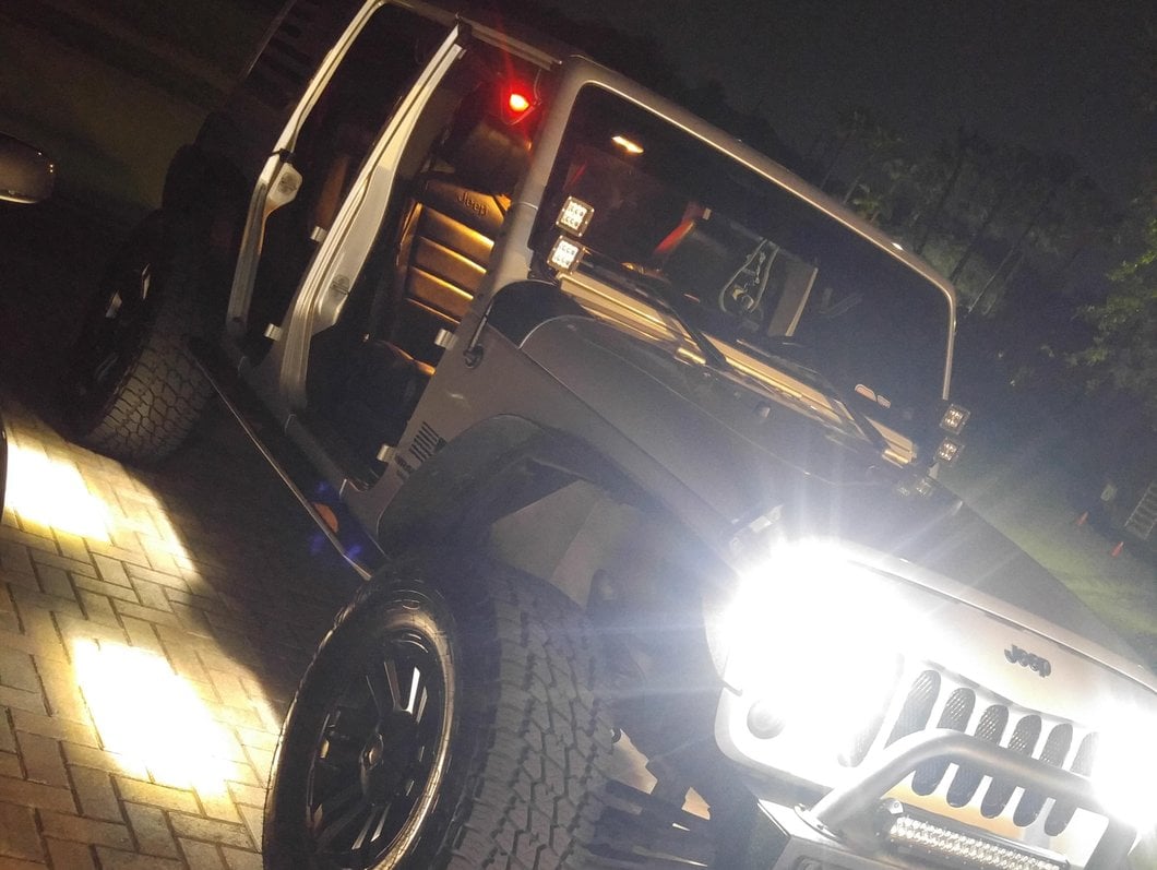 Barricade HD Rock Sliders with LED Rock Lights; Textured Black (07-18 Jeep Wrangler JK 4-Door)