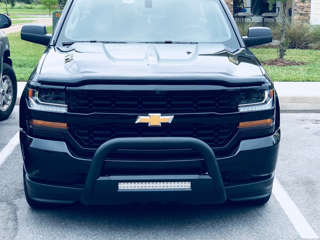 Barricade HD Bull Bar with Skid Plate and 20-Inch LED Dual-Row LED Light Bar; Textured Black (07-18 Silverado 1500)