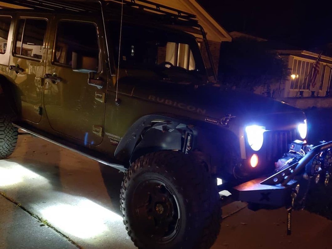 Barricade HD Rock Sliders with LED Rock Lights; Textured Black (07-18 Jeep Wrangler JK 4-Door)