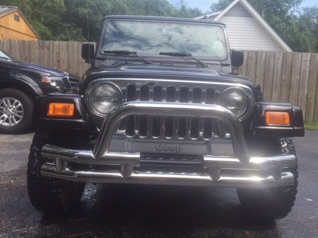 Barricade Double Tubular Front Bumper with Winch Cutout; Polished (87-06 Jeep Wrangler YJ & TJ)