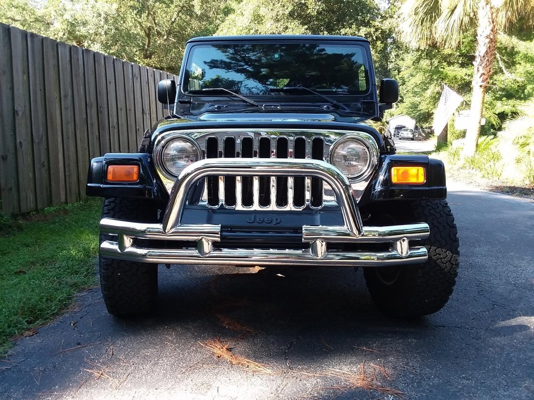 Barricade Double Tubular Rear Bumper with Receiver Hitch; Polished (76-06 Jeep CJ, Wrangler YJ & TJ)