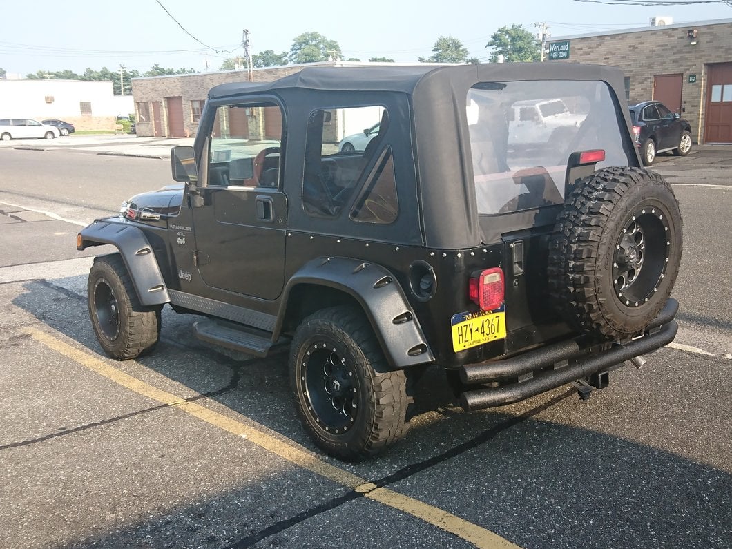 Barricade Double Tubular Rear Bumper with Receiver Hitch; Textured Black (76-06 Jeep CJ, Wrangler YJ & TJ)